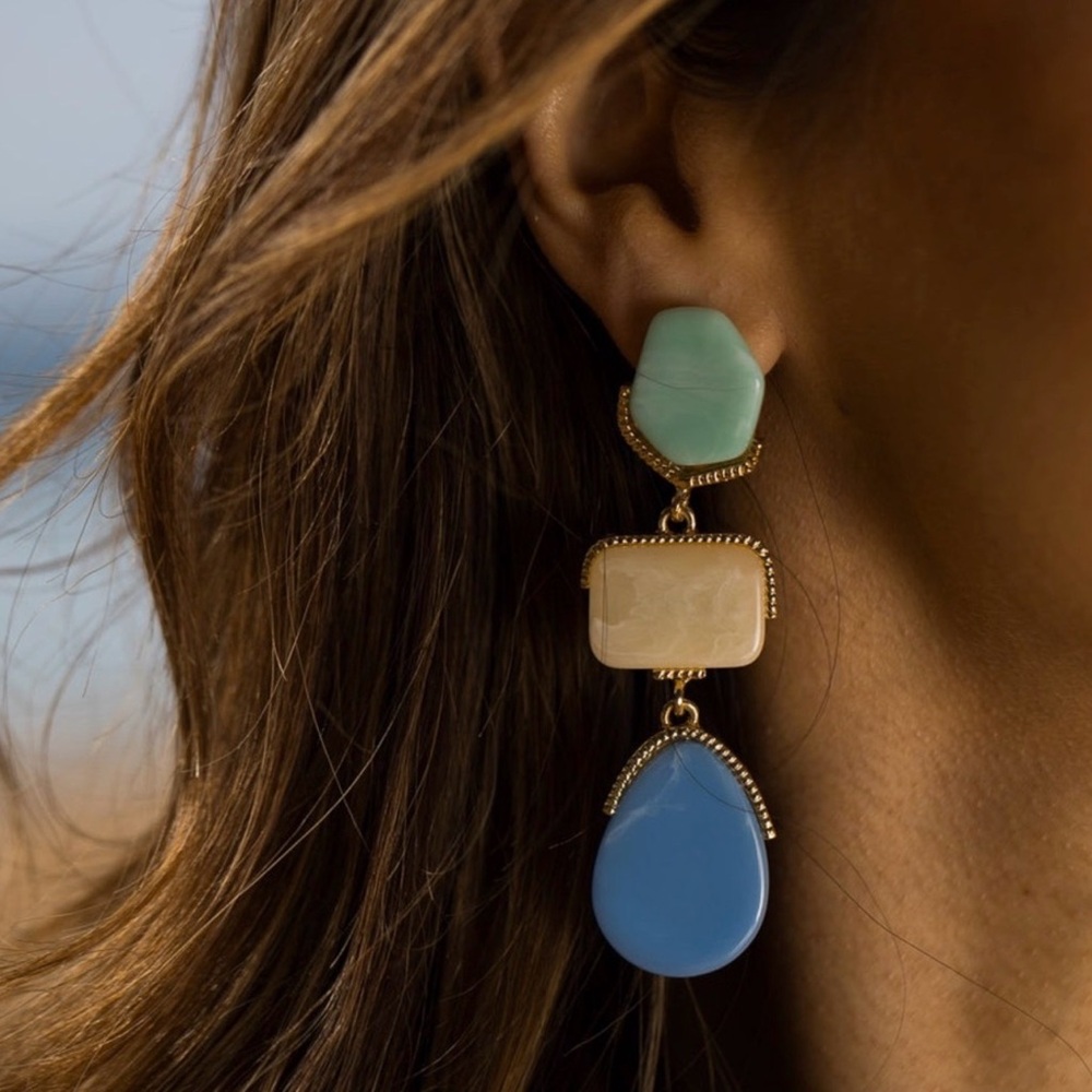 Triple Multicolor Dangle Earrings